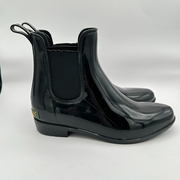 Lauren Ralph Lauren Tally Rainboots‎ Womens Size 7 Black Rubber Ankle Outdoor - Picture 2 of 10